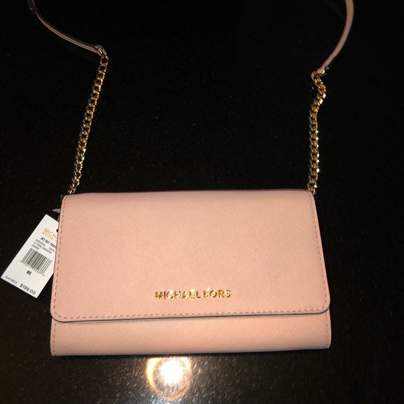 MICHAEL Michael Kors Handbags - Michael Kors jet set travel crossbody pink bag